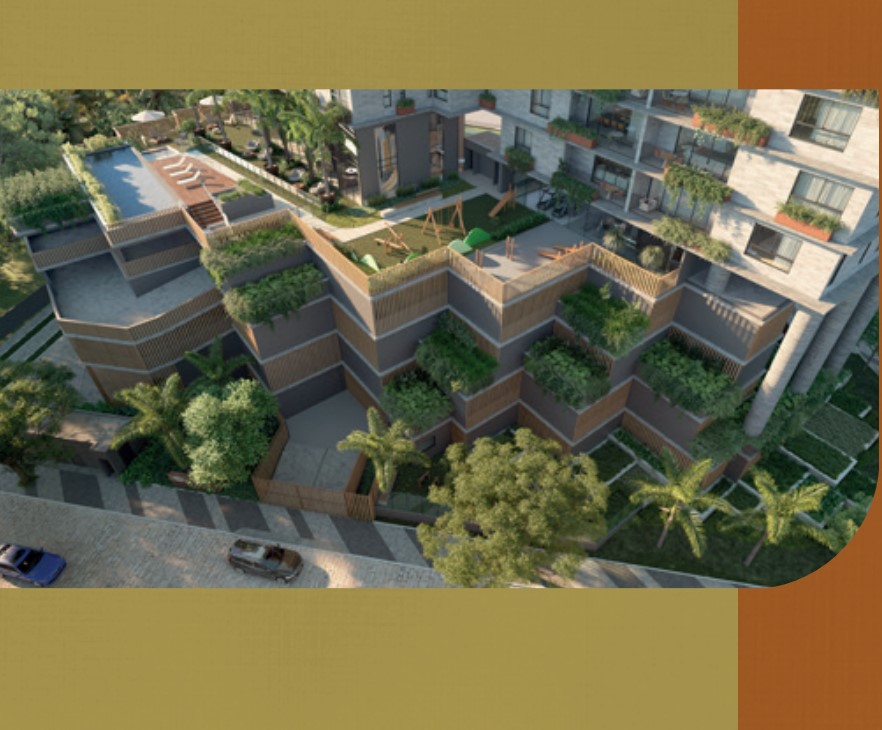 Vista geral da área de lazer integrada com natureza