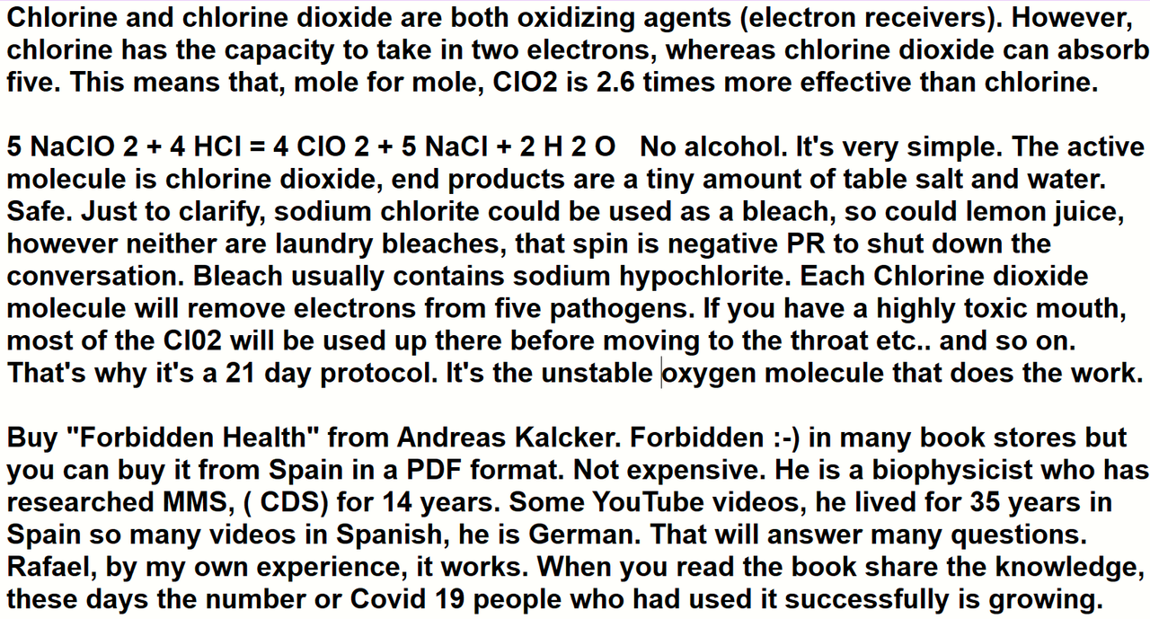 ! ! 0c Chlorine Dioxide Notes & Public Comments