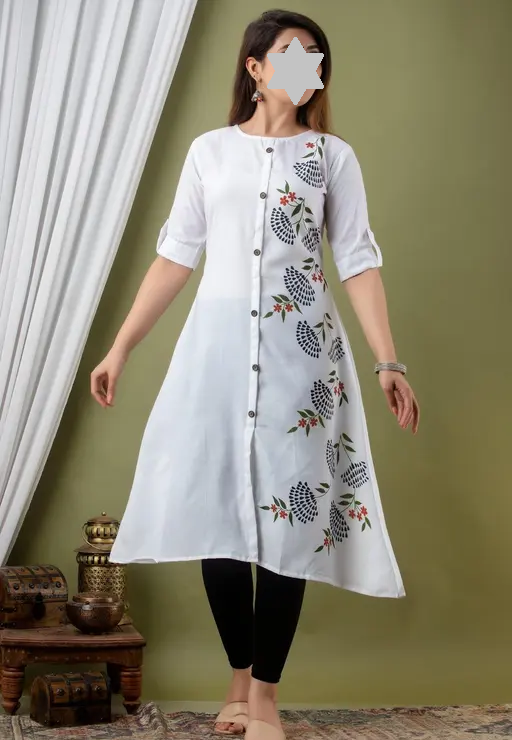 Fashionable Cotton Slub Dijital Print Anarkali Kurti For Women Color 3 (R108)