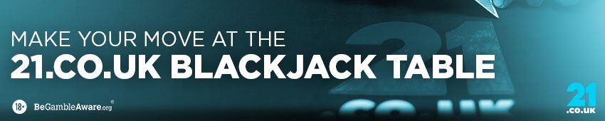 Branded Blackjack Table at 21.co.uk