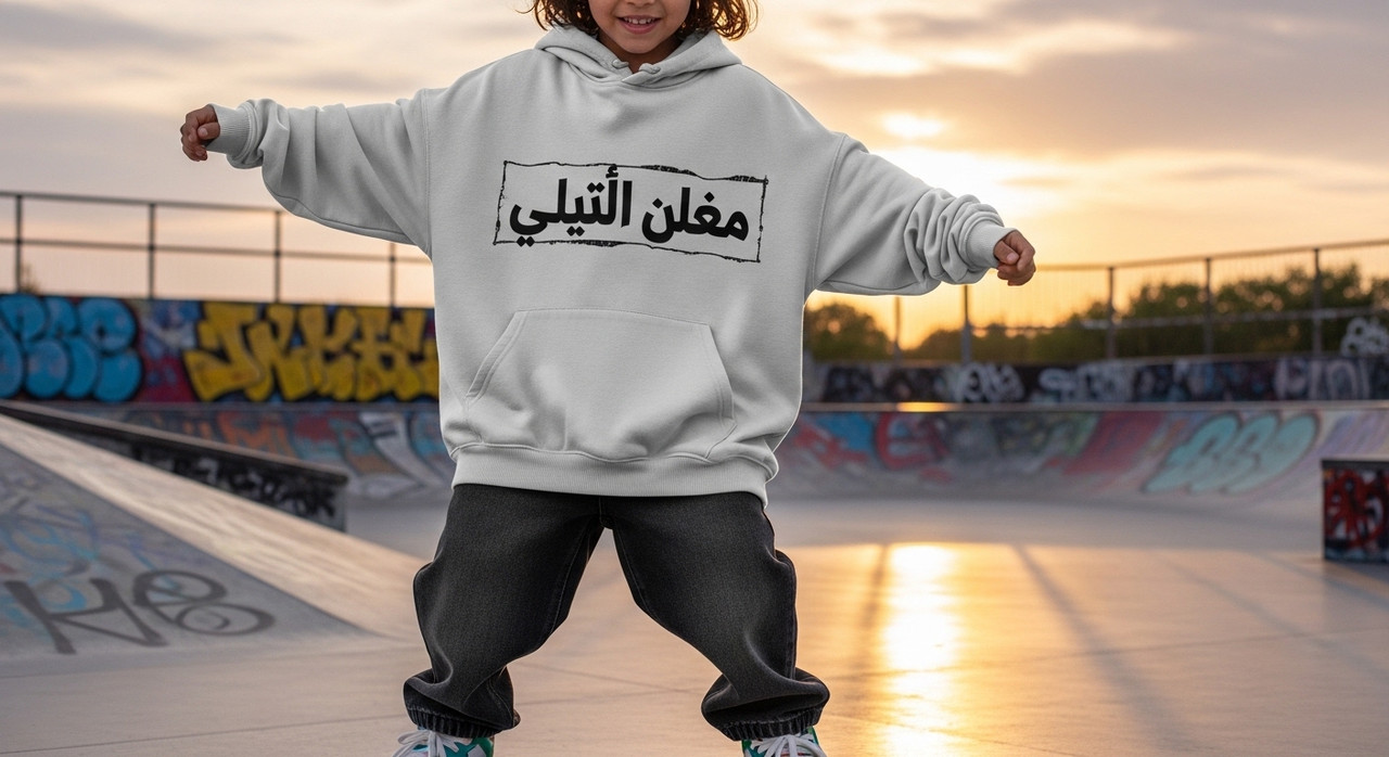 Arabic Print Hoodie – Maktab 4