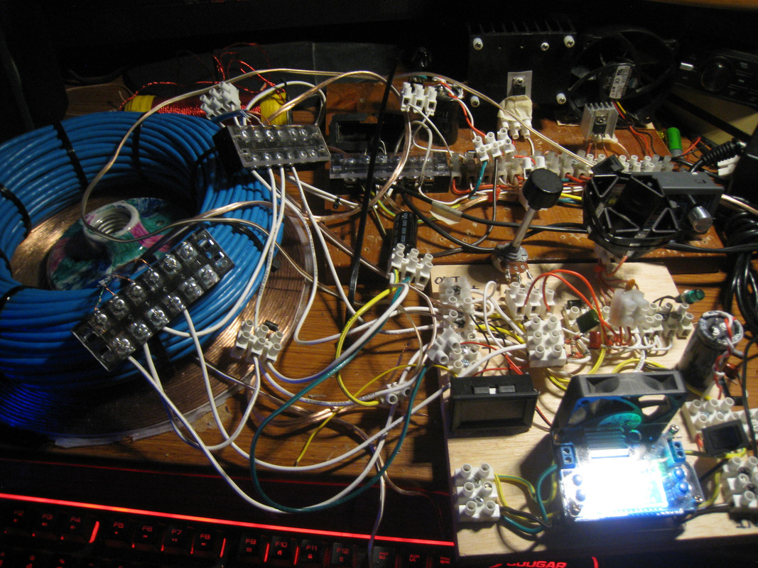 blue ethernet cable joule thief with secondary coil and circuit board