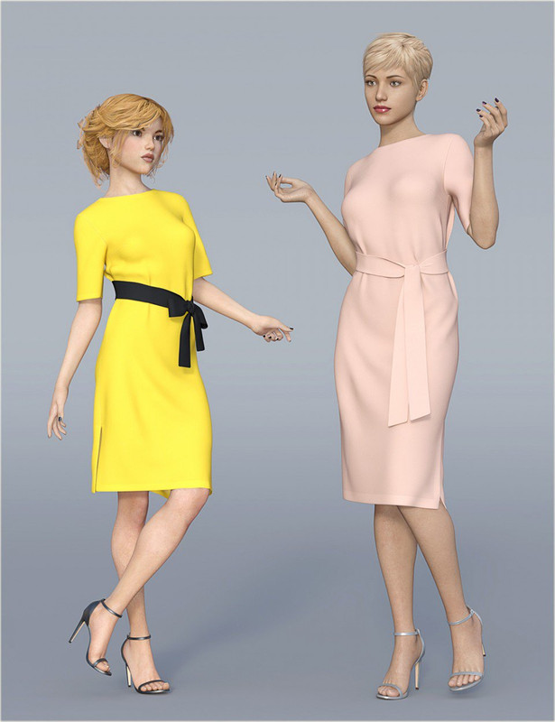 dForce H&C Belted Dress Outfit for Genesis 8 Female(s)