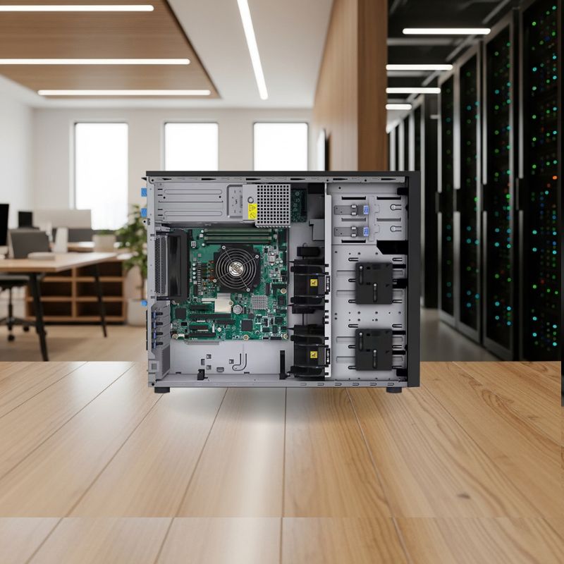 Interior do Servidor Lenovo ST250 V3 mostrando o processador e memórias