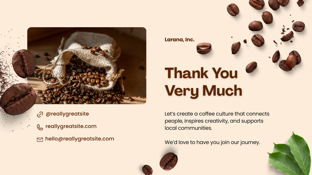 Brown White and Green Modern Coffee Pitch Deck Presentation