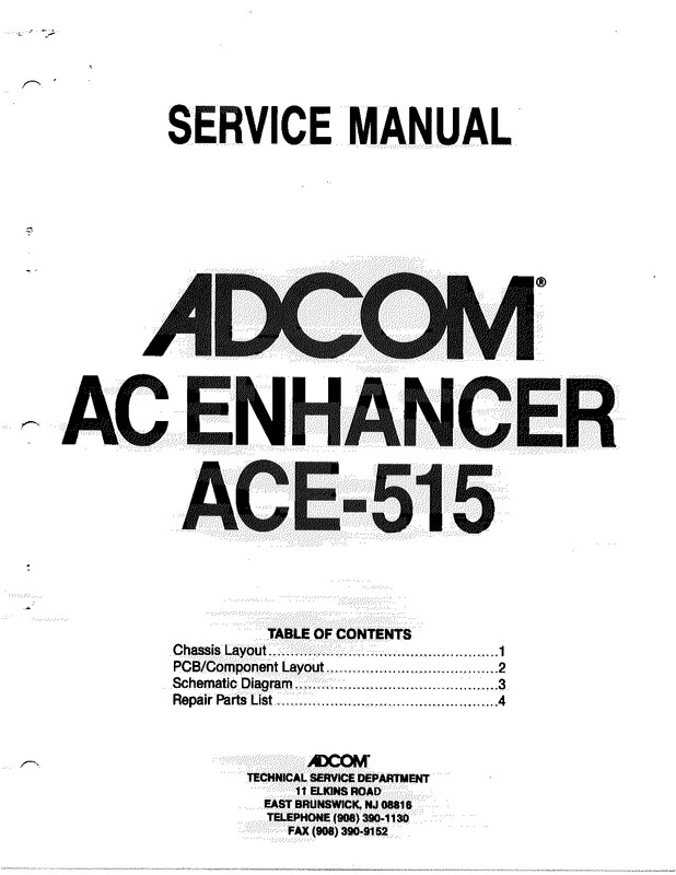 Adcom ACE 515 service manual - Page 1