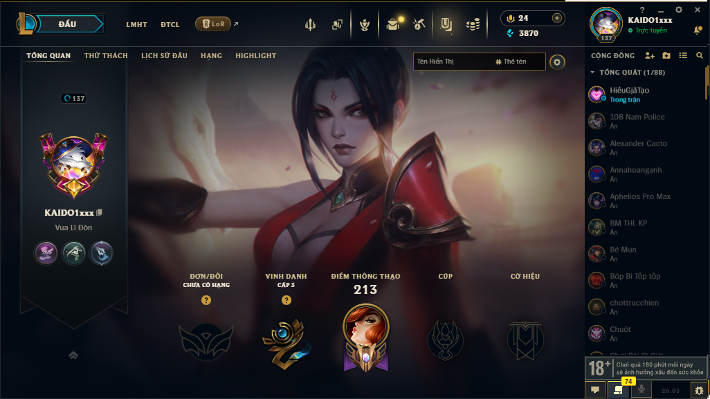 Acc LMHT # - Không Khung