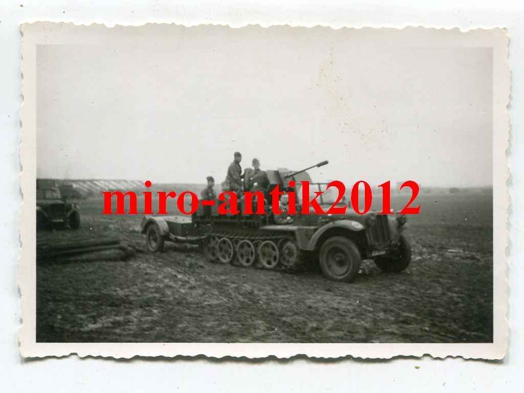 Foto, Wehrmacht, Sdkfz, Halbkette   Flak, Anhäng