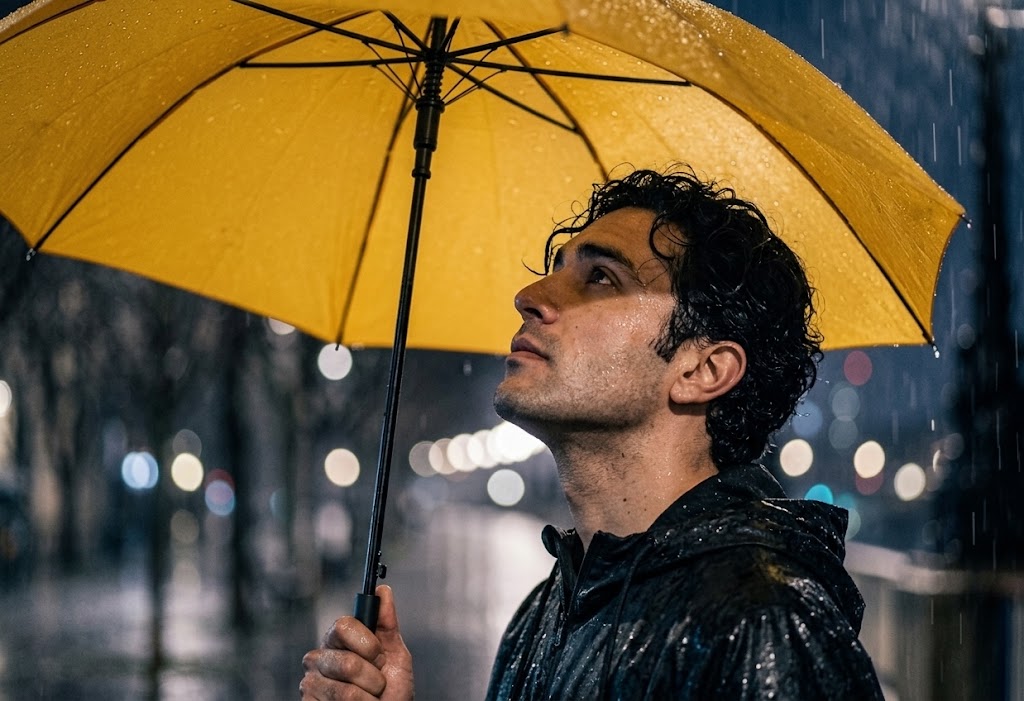 AI-generated example result for the creative-images prompt: Raindrop Profile Close-Up by Prompt Craft