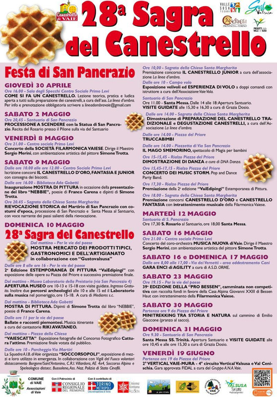 A Vaie (To) torna da domenica 10 maggio 2026 la 28^ Sagra del Canestrello