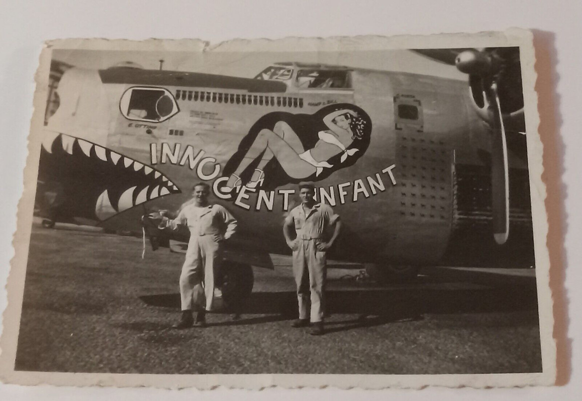 WWII ORIGIONAL NOSE ART- Heavy B 24 of 308th BG. Lot on mission score board (2)