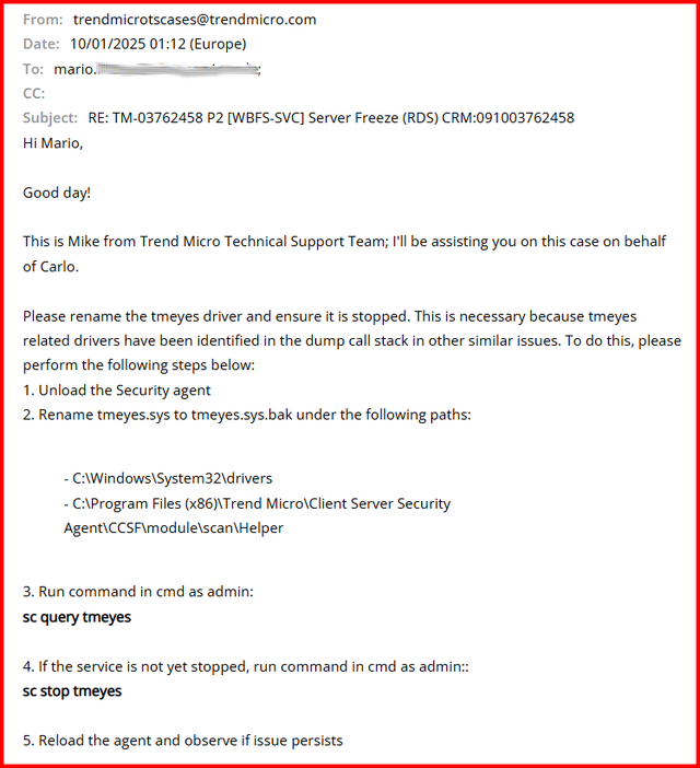 Trend Micro support advice