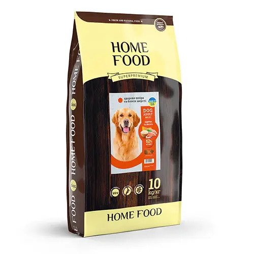 Корм DOG ADULT MAXI Здорова шкіра та блиск шерсті «Індичка та Лосось» (10 кг) ТМ "Home Food"