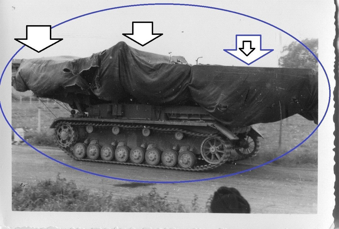 Foto WW II Panzer Brückenleger Tarn Plane CAMO