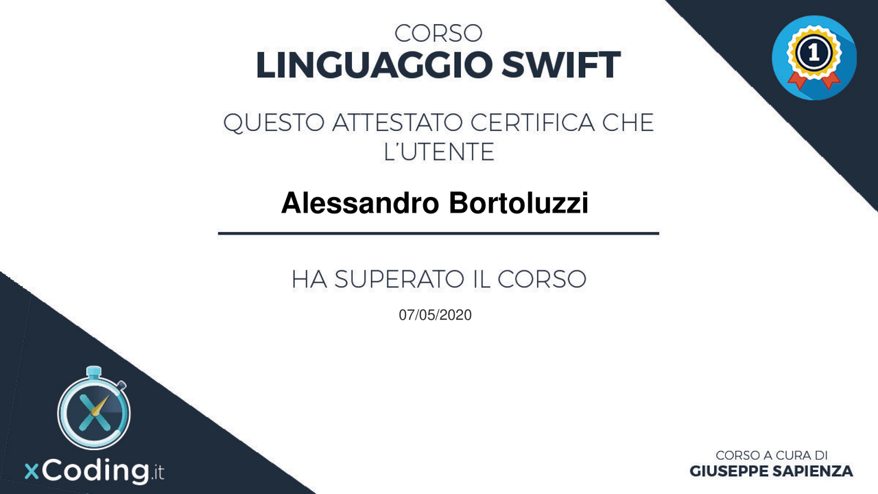 Certificato xCoding