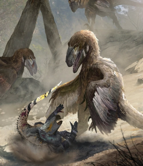 By Rudolf Hima Utahraptors taking down another Hippodraco