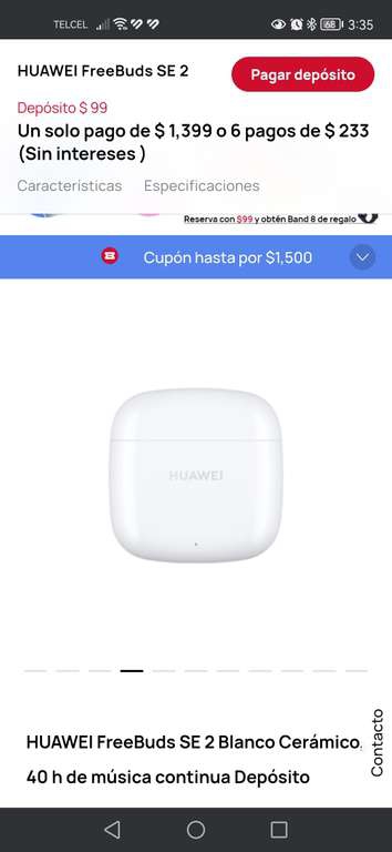 Huawei: Audífonos FreeBuds 2 SE en preventa y te regalan la band 8 y una caja deportiva 
