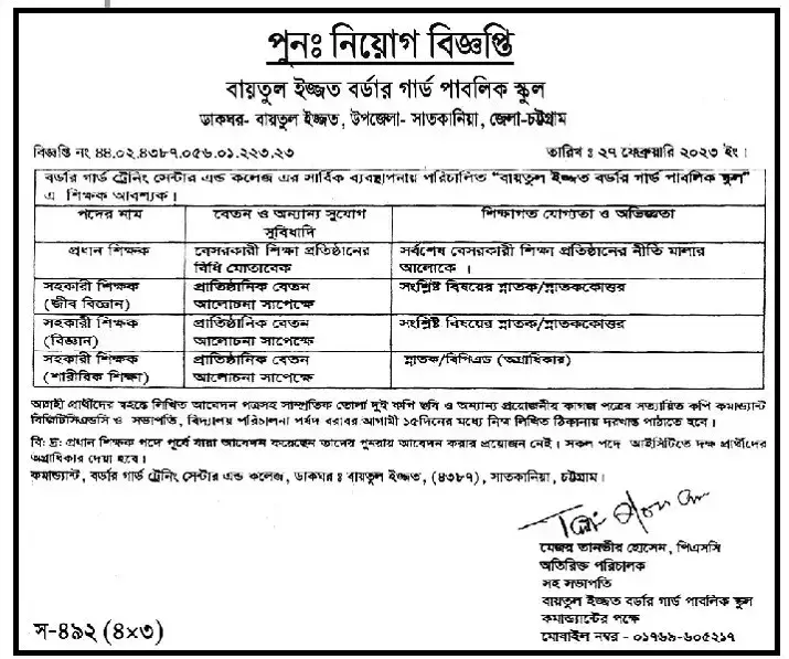 বিজিবি নিয়োগ বিজ্ঞপ্তি ২০২৩