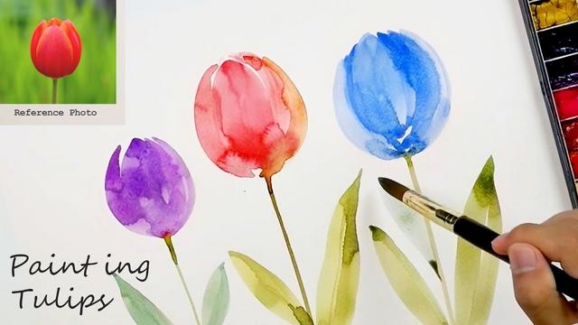Watercolor Tulips - Fun, Easy and Simple Flowers to Paint for Spring