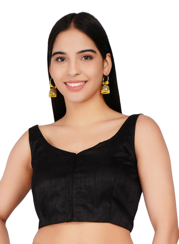Women’s Dupion Silk Saree Blouse Readymade Sleeveless Stylish Choli For Crop Top