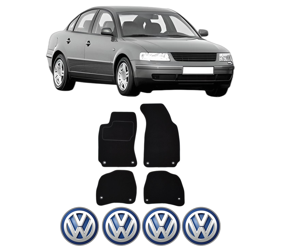 Set Covorase Presuri Volkswagen PASSAT B5 (3B2) din 1996-2000, Auto, Material Textil Mocheta, 4 Stickere auto cu Volkswagen