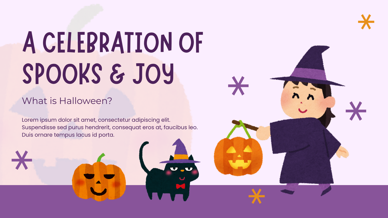 Purple and Orange Watercolor Happy Halloween Presentation