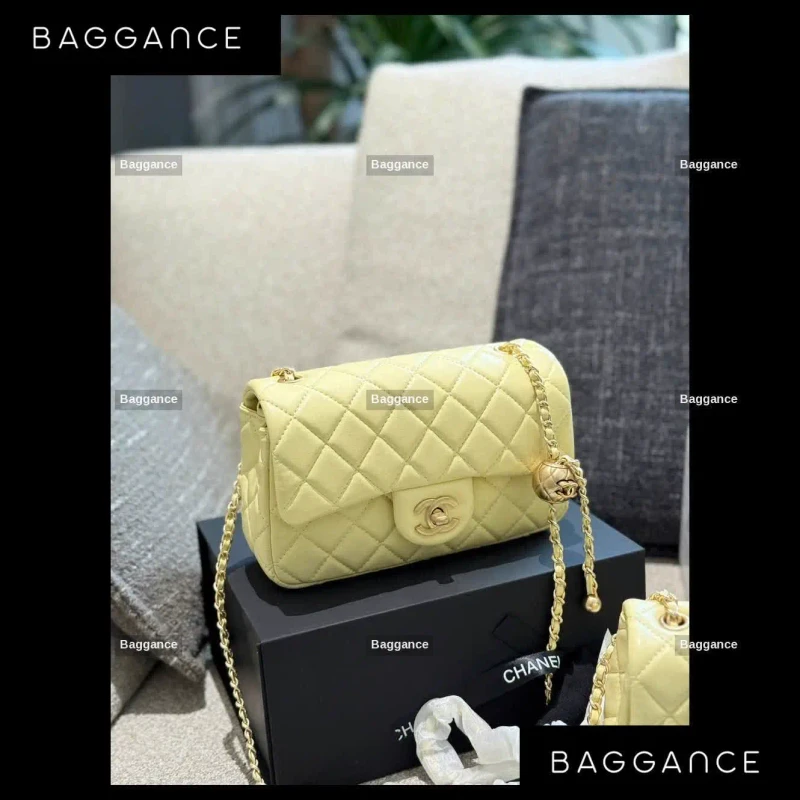 Chanel Gold Ball Flap Bag - Yellow - 17cm EVCHFW-145