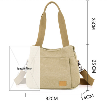 Grey Multi-functional Large Capacity Canvas Tote Bag - Versatile 3-Way Adjustable Shoulder and Crossbody Handbag for Work, Travel, and Daily Use