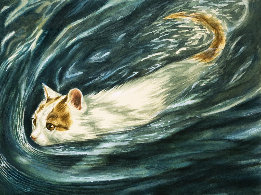 English-School-Cat-that-loves-to-swim-1964-Meister-Drucke-89481