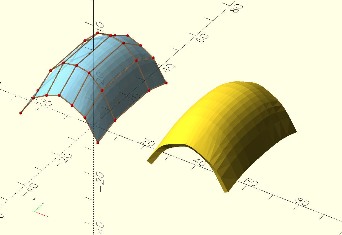 Open SCAD curved surface