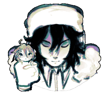 Art by my friend Coda. Animated poorly by Me lol... Fyodor holding a mini version of my sona isn't it so cute 🥲 best bday gift ever...