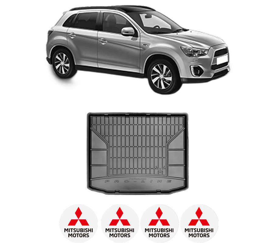Tavita Portbagaj MITSUBISHI ASX (GA_W_) din 2010-2015, Protectie Portbagaj Auto, 4x Stickere auto cu MITSUBISHI