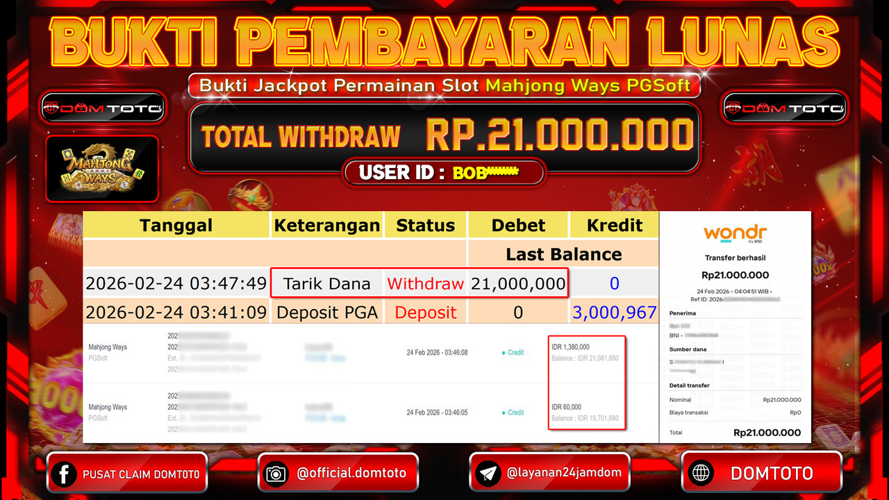 JACKPOT SLOT Mahjong Ways PGSoft 23 FEBRUARI 2026
