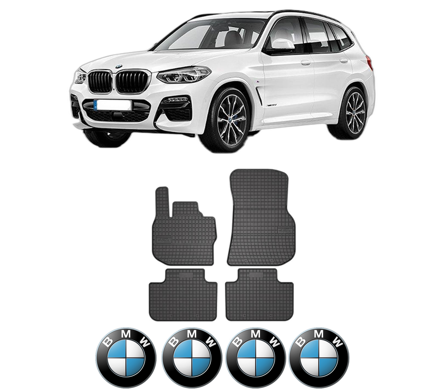 Set covorase presuri BMW Seria X3 Van (G01) din 2017-2019, auto, din cauciuc thermoplastic, 4 Stickere auto cu BMW Seria