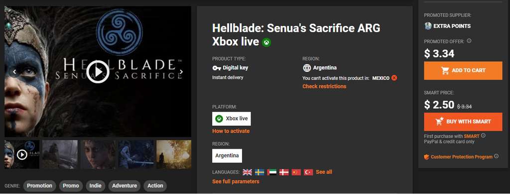 Gamivo Hellblade: Senua's Sacrifice ARG Xbox 