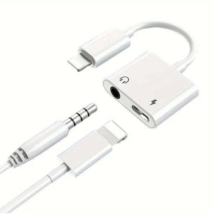 Adaptador 2 en 1 de Lightning a doble Lightning (Carga y Audio).