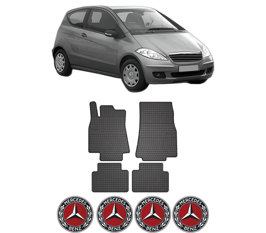 Set covorase presuri MERCEDES-BENZ A-CLASS (W169) din 2004-2012, auto, din cauciuc thermoplastic, 4 Stickere auto cu MERCEDES-BENZ