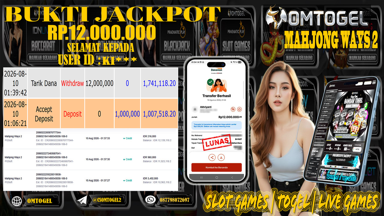OMTOGEL JACKPOT PG SOFT MAHJONG WAYS 2  Rp,12,000,000,- DIBAYAR LUNAS