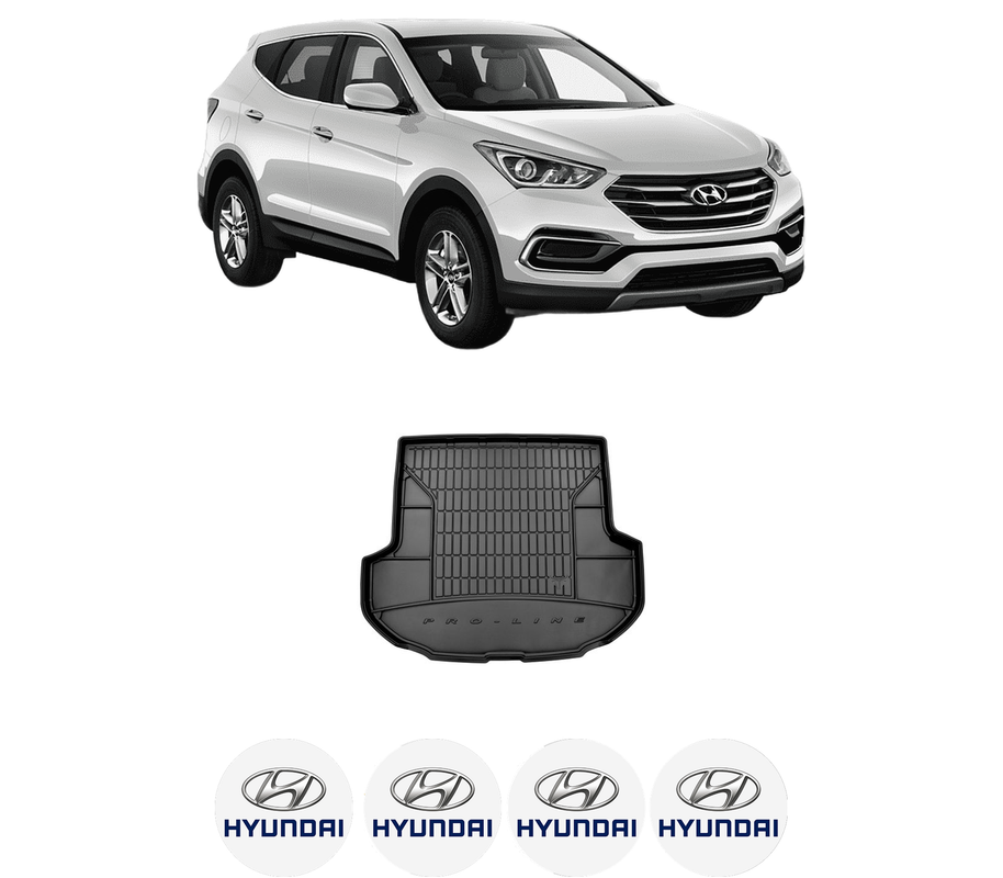Tavita Portbagaj HYUNDAI SANTA FE IV (TM, TMA) din 2018-2020, Protectie Portbagaj Auto, 4x Stickere auto cu HYUNDAI