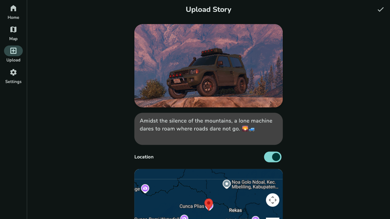 Upload Story Screen Top (Dark)