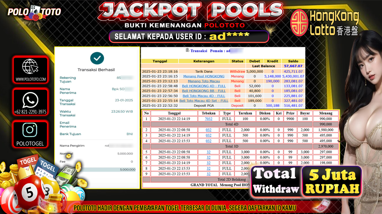 POLOTOTO JACKPOT TOGEL PASARAN HONGKONG Rp.5,000.000,-