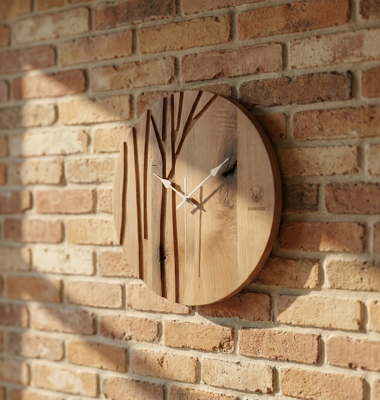 Reloj de Roble artesanal en madera · WoodWicker Chile