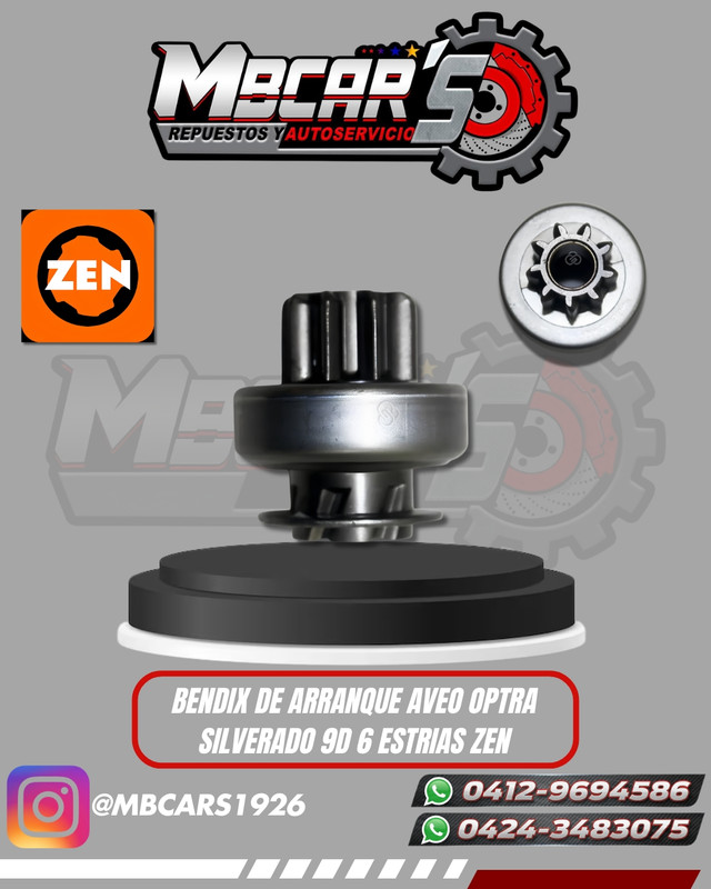BENDIX ARRANQUE AVEO OPTRA DESING SILVERADO CHEYENNNE 9 DIENTES 6 ESTRIAS