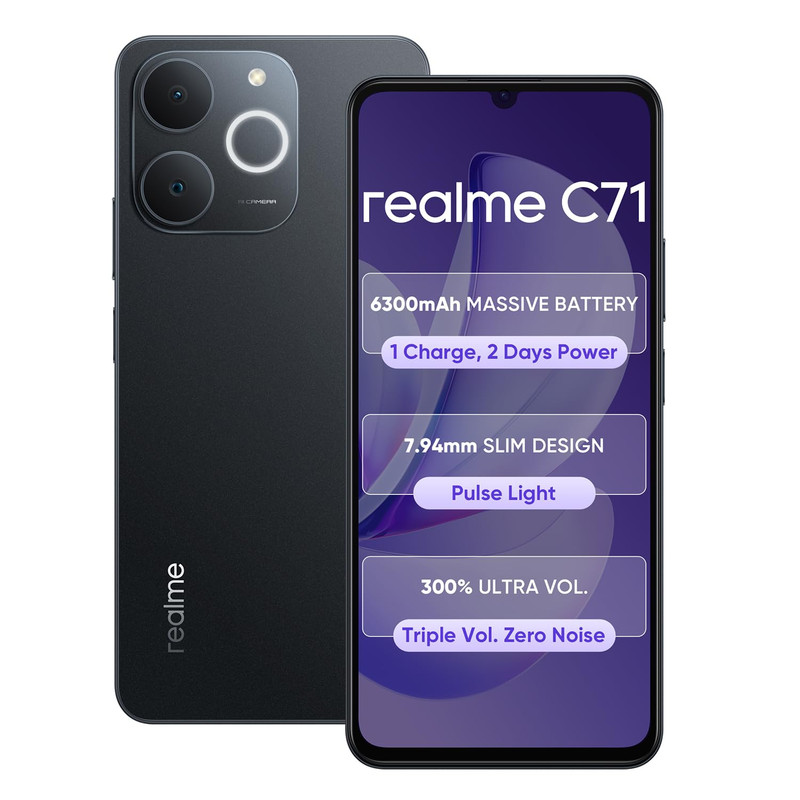 realme C71 4G Smartphone 6GB+128GB Obsidian Black refurbished