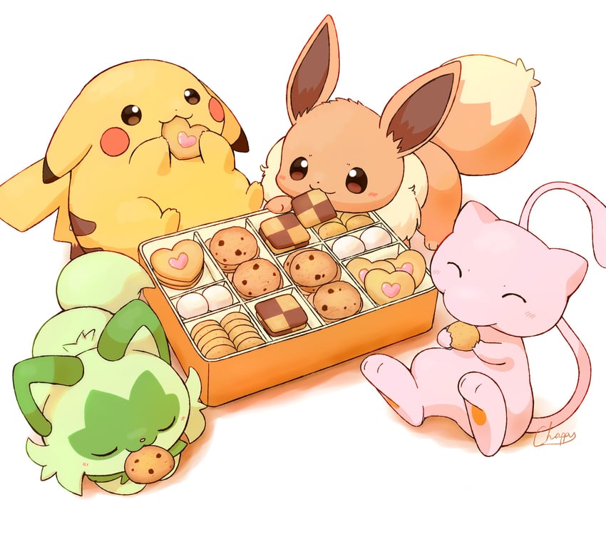 pikachu-eevee-sprigatito-and-mew-pokemon