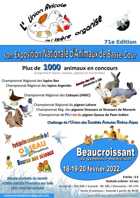 Salon de la basse-cour de Beaucroissant 18 / 19 / 20 février 2022 Affiche-JPEG