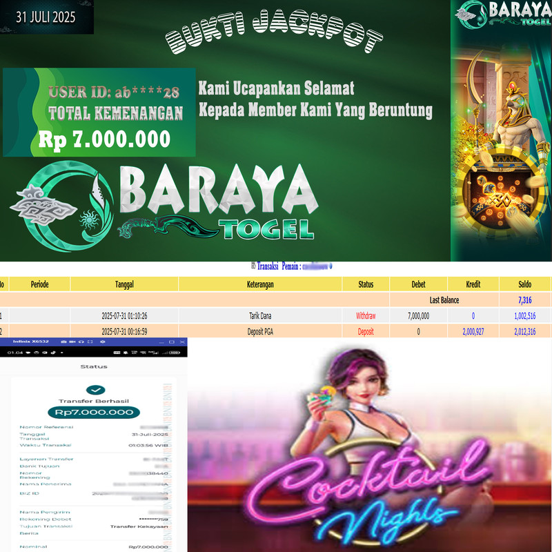 Rp. 7.000.000.- WD LUNAS DI BARAYATOGEL