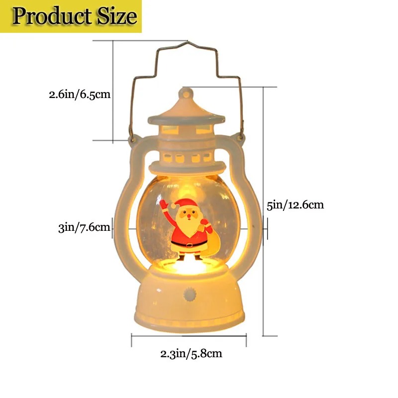 White Christmas LED Lantern with Santa Claus