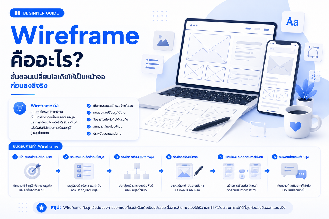 Wireframe คืออะไร? ขั้นตอนเปลี่ยนไอเดียให้เป็นหน้าจอก่อนลงสีจริง