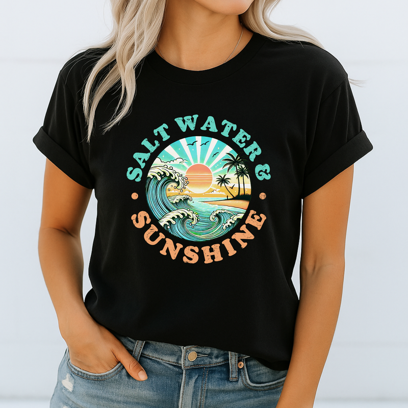 Salt Water Sunshine Beach Shirt Retro Tee for Women